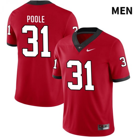 Men's Georgia Bulldogs NCAA #31 William Poole Nike Stitched Red NIL 2022 Authentic College Football Jersey HKS4354XF